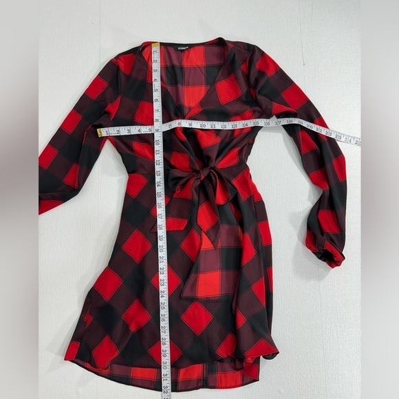 Express long sleeve plaid holiday mini dress size XXS - Picture 7 of 9